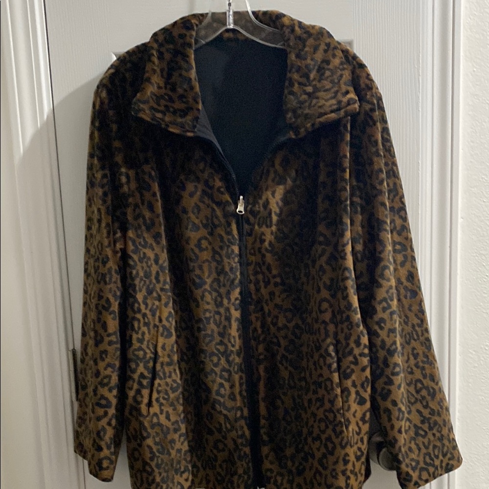 Brown and Black Teddy Jacket with Plush Faux Fur